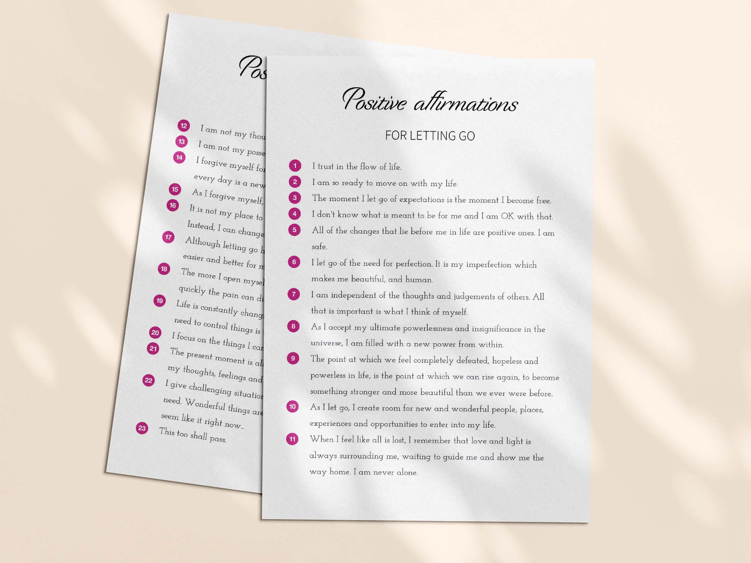 23 printable letting go affirmations - download the PDF and print at home.