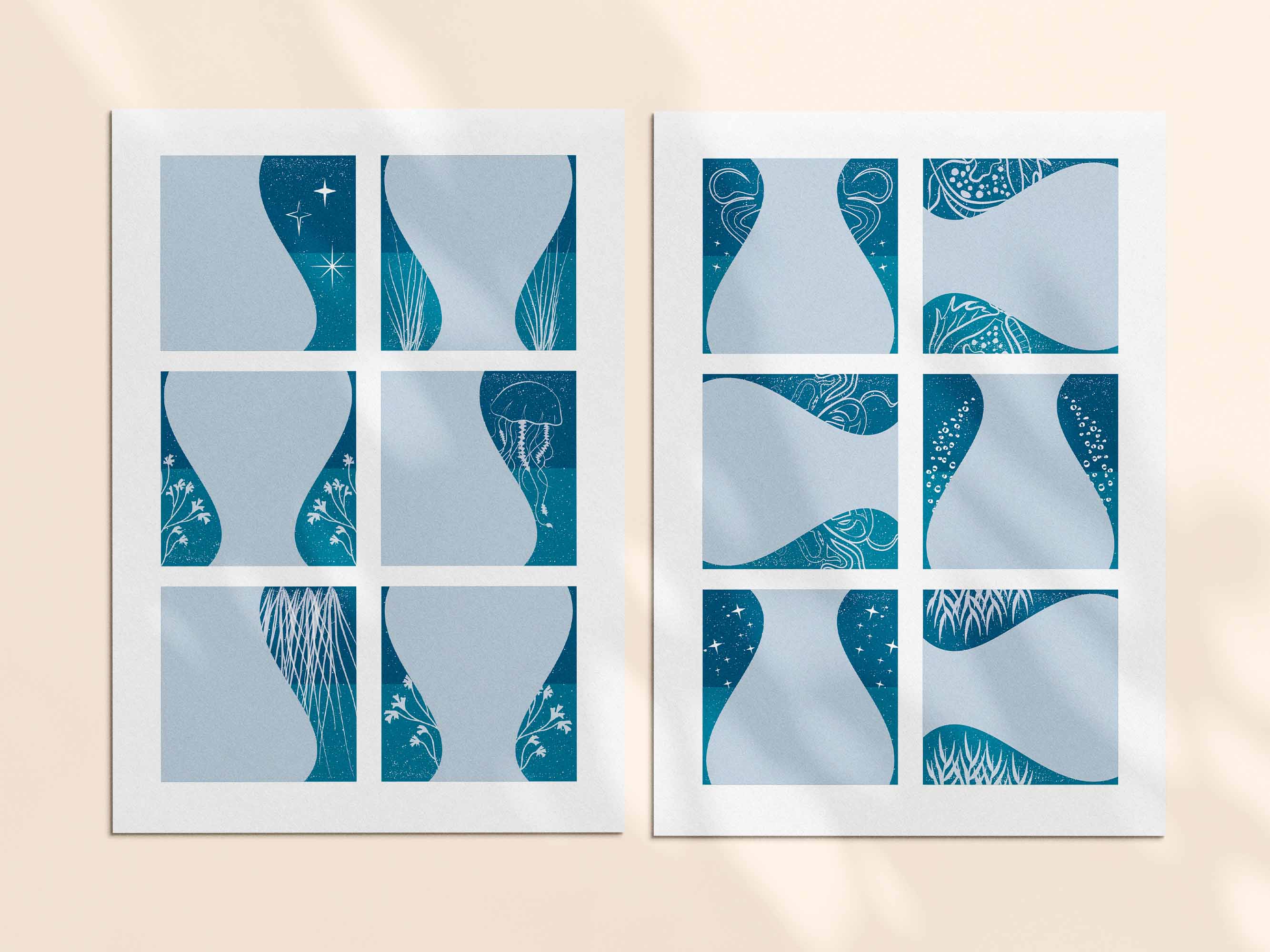 24 printable blank affirmation cards with a water, waves and sea theme. 