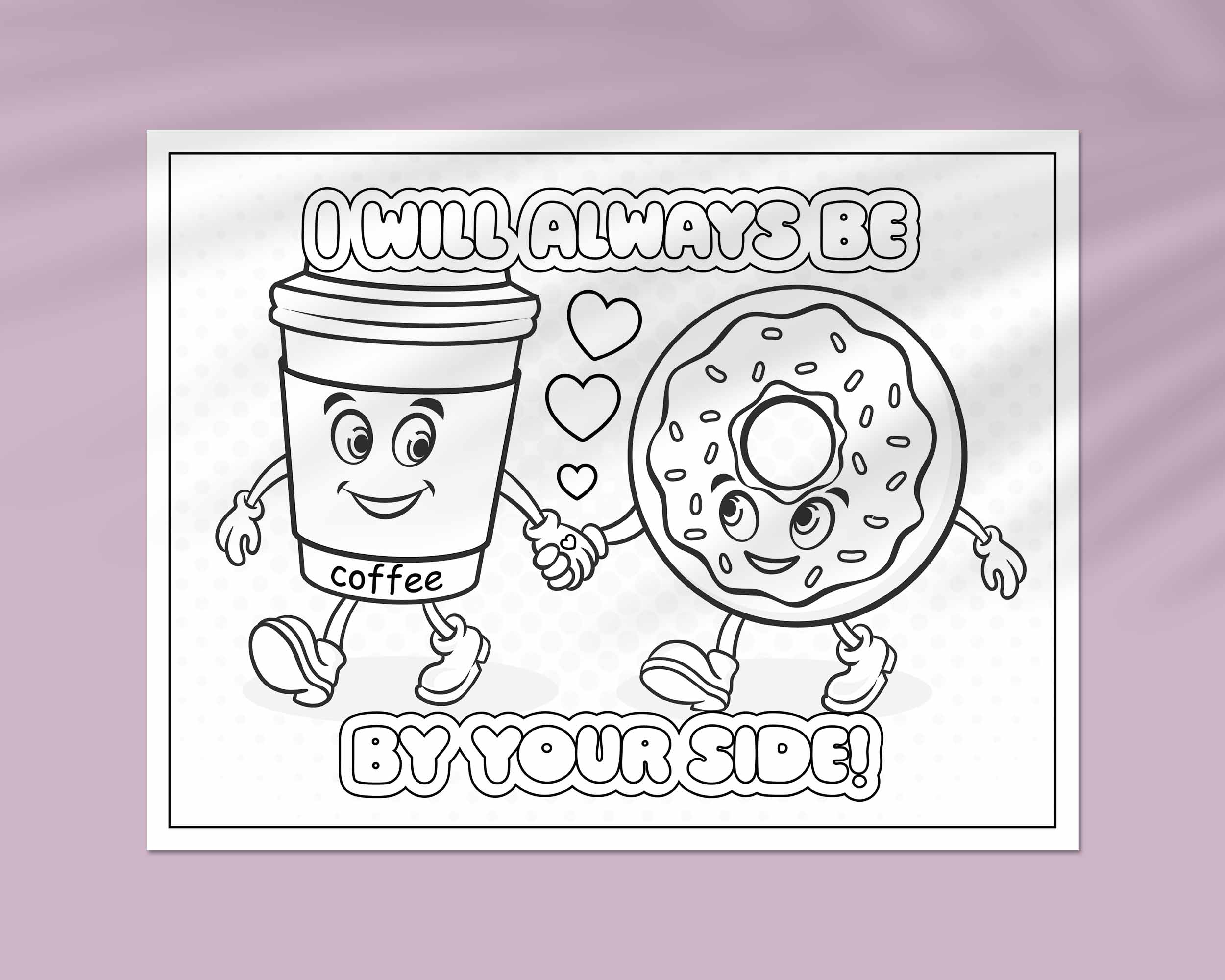 Printable cute donut coloring sheet.