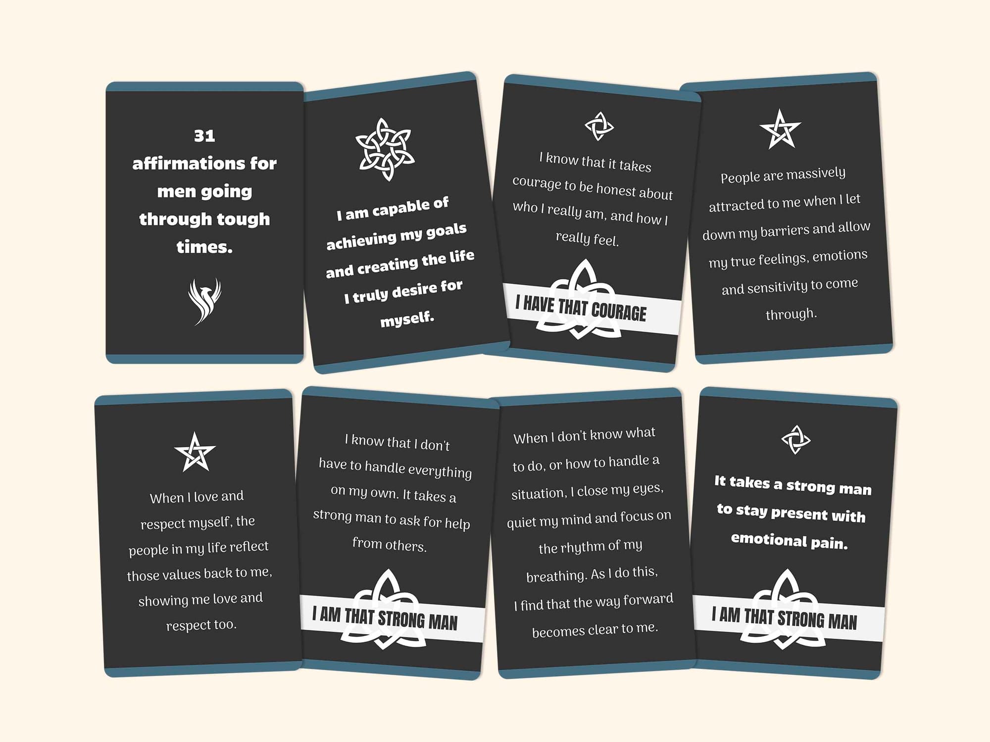 31 words of affirmation cards for men.