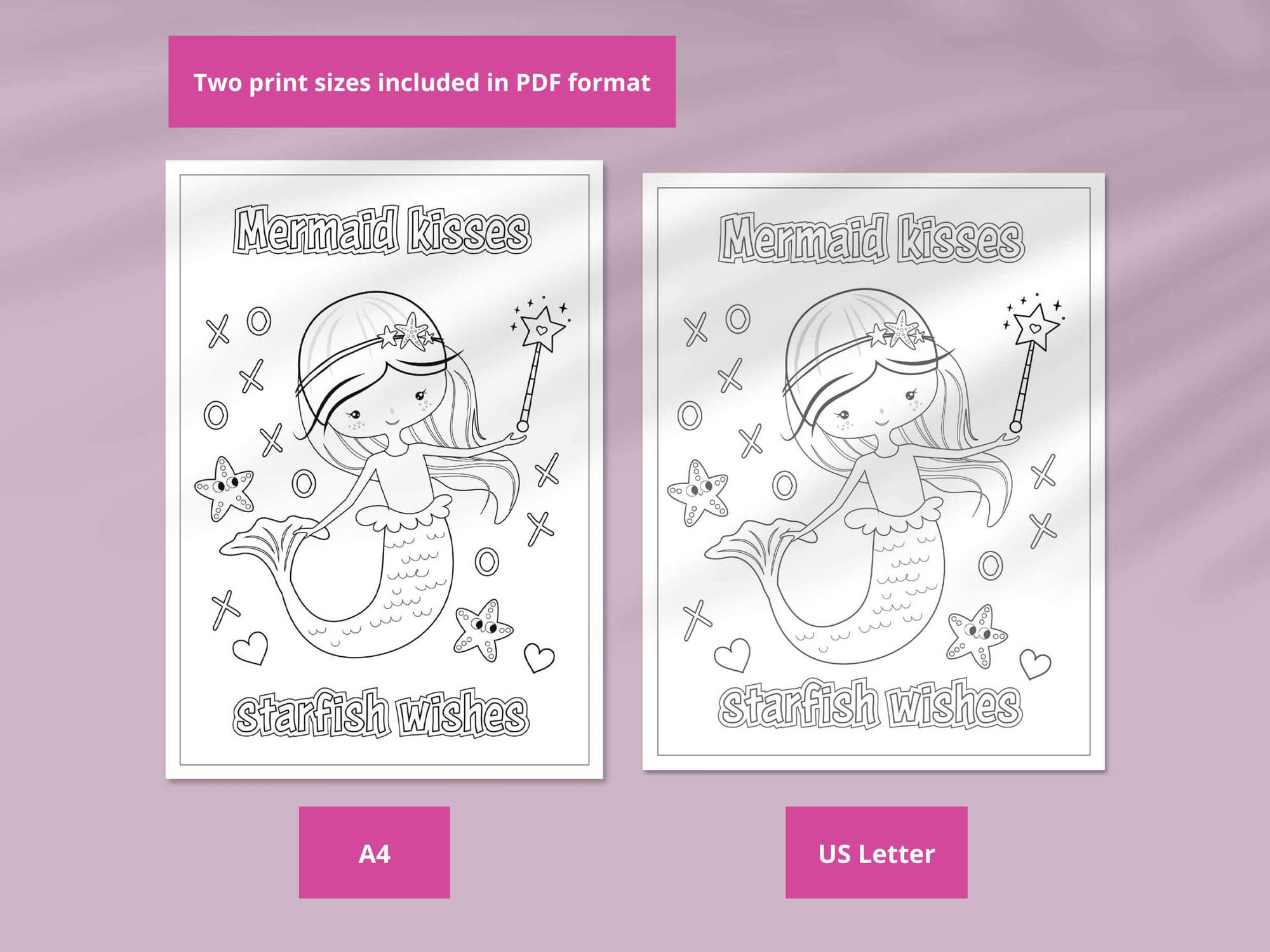 Coloring page is provided in PDF format, and A4 and US Letter print sizes.