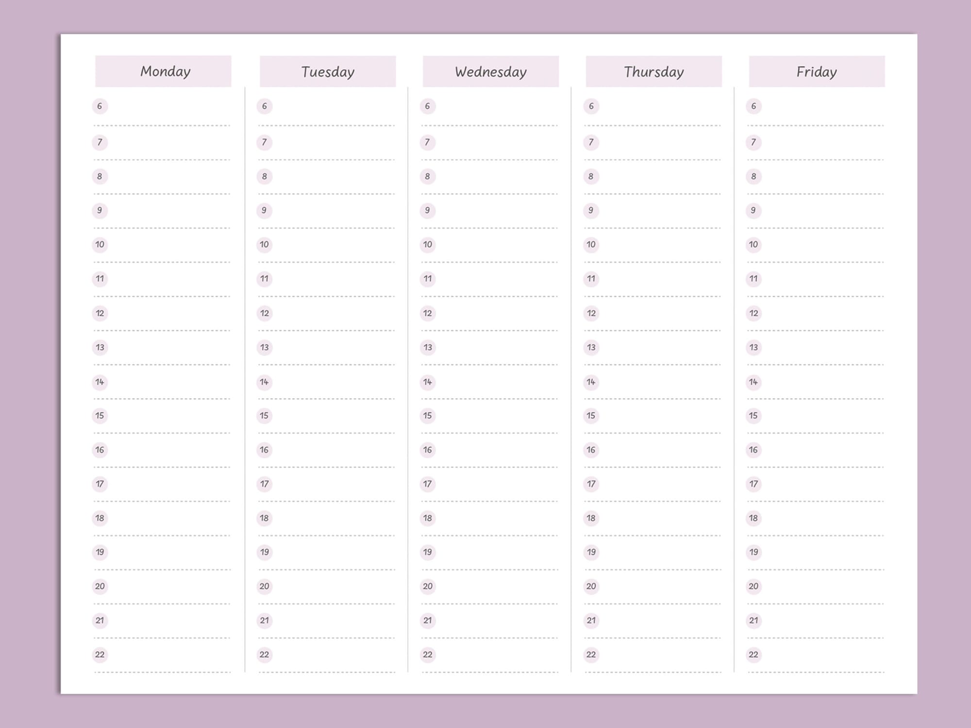 Free time blocking sheet