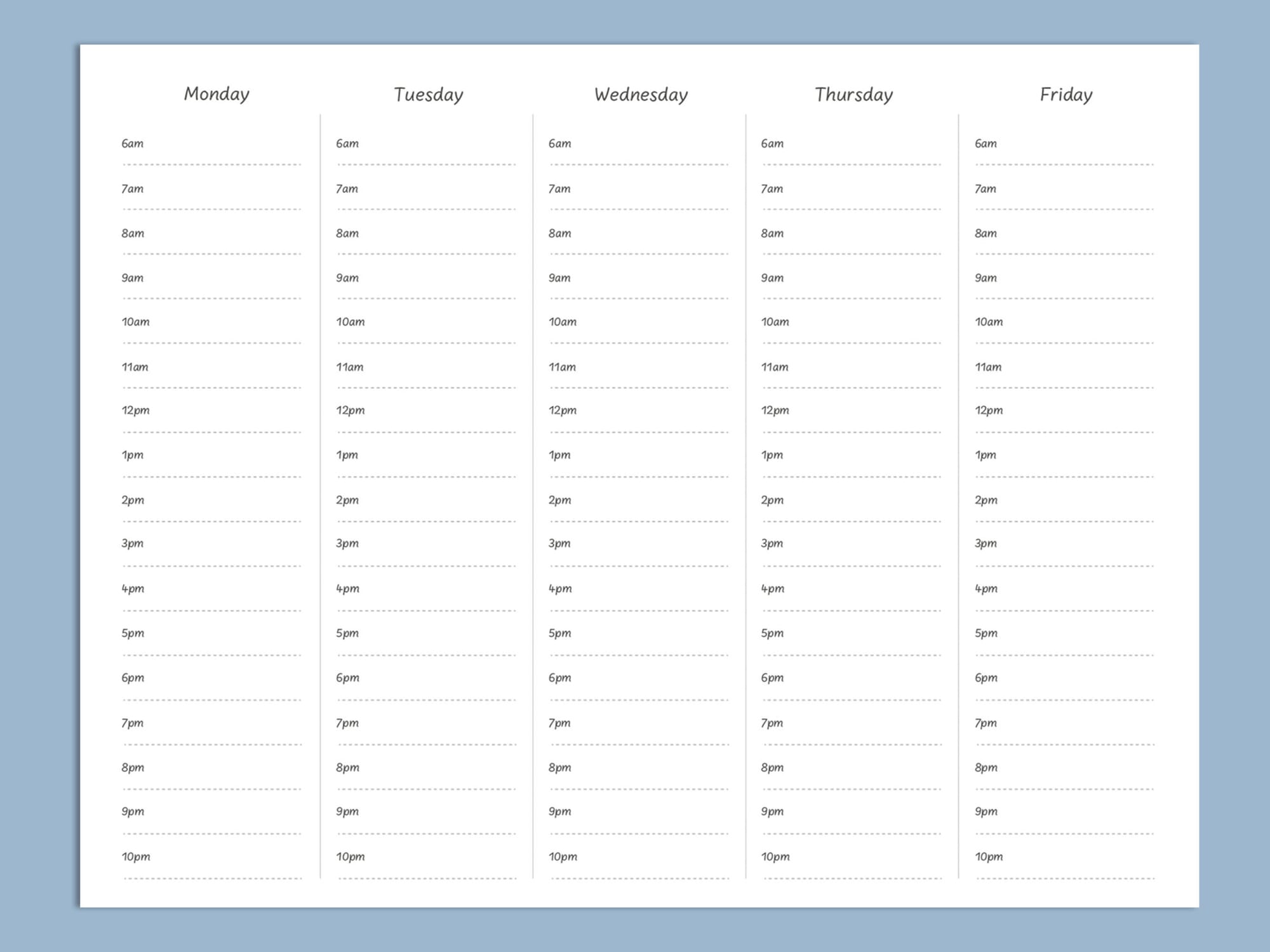 Time blocking sheet