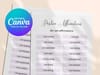 Printable PDF list of 66 I am affirmations. Canva editable template included.