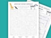 Printable African safari animals word search for kids.