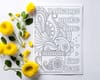 Self-care coloring page with positive quote: I always make time for tea!